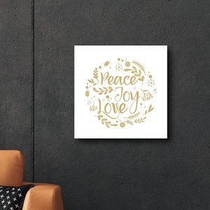 Peace Joy Love Canvas Wrap 10"x10" - Merry Christmas Wall Art Print